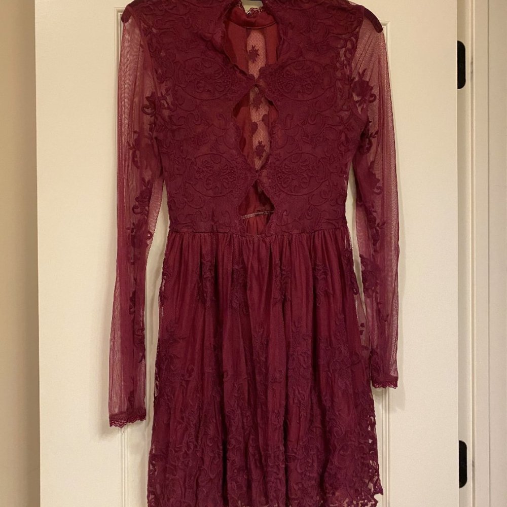 Dark Red Lace Dress - Picture 3 of 3